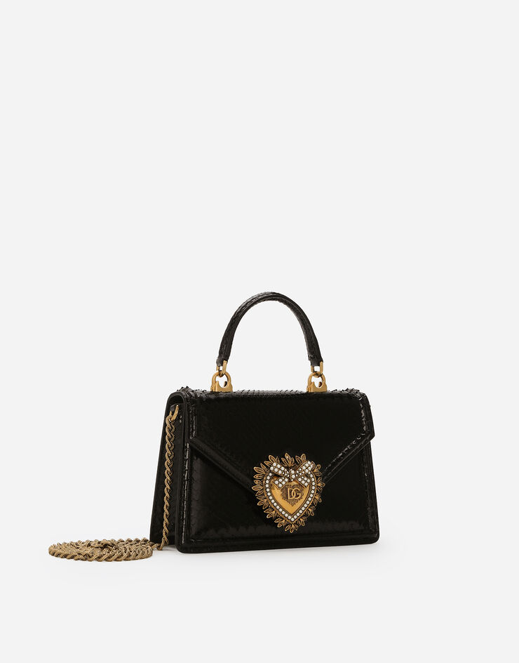 Small Devotion bag in python skin in Black for Women | Dolce&Gabbana®
