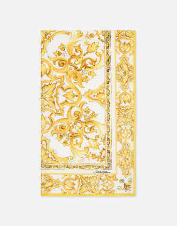 Dolce & Gabbana Terry beach towel with yellow majolica print Print L5J852ON00X