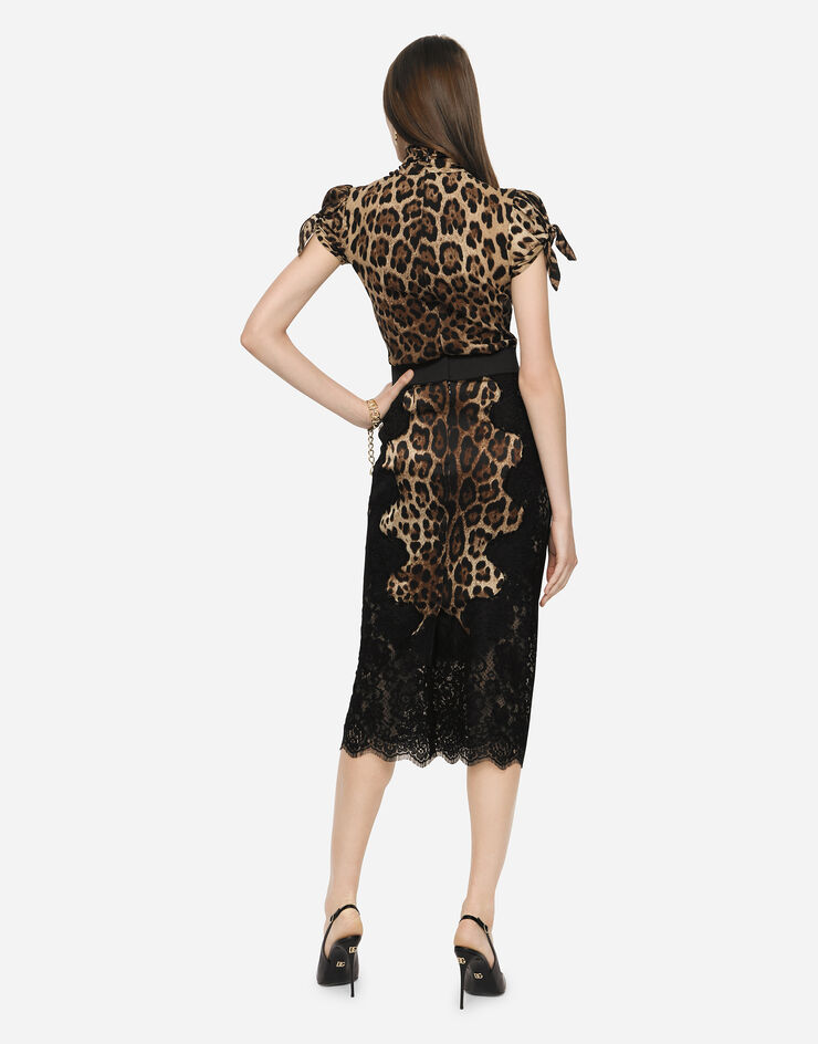 Dolce & Gabbana Top in charmeuse with leopard print ANIMAL-PRINT F74I1TFSADD