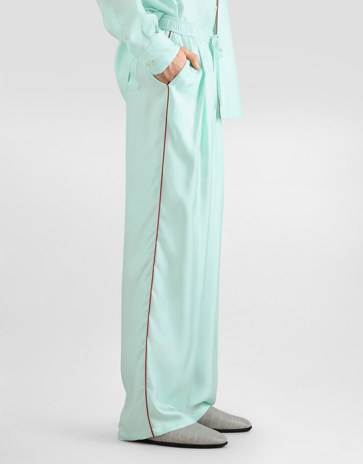 Dolce & Gabbana Pantalon vanity en soie Dolce & Gabbana Pantalon vanity en soie Azure GP23FZGK406