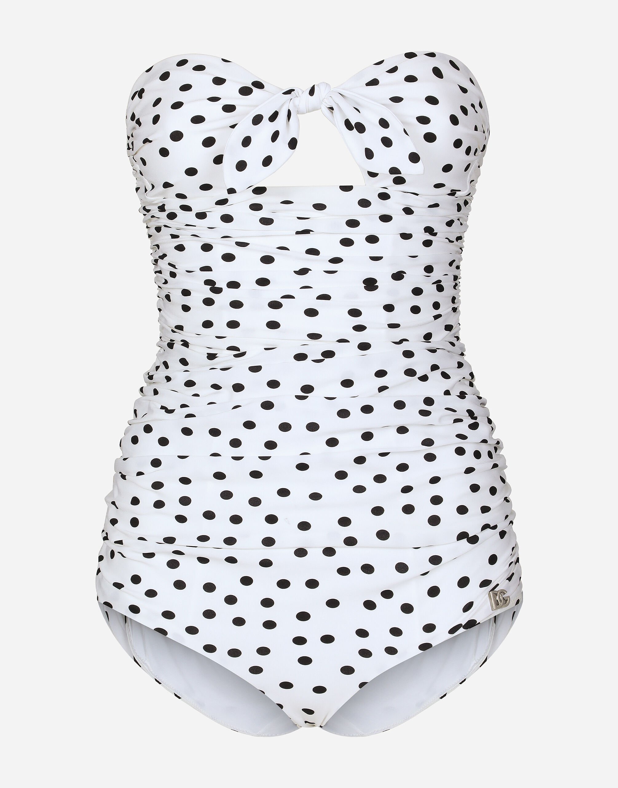 Dolce & Gabbana Polka-dot strapless one-piece swimsuit Print F6ZY1TFS6OB