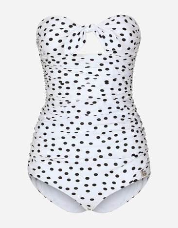 Dolce & Gabbana Polka-dot strapless one-piece swimsuit Print O9A46JONO19
