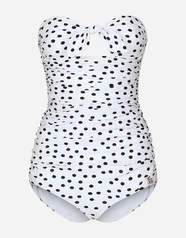 Dolce & Gabbana Maillot de bain une pièce bandeau avec imprimé à pois Imprimé O8A54JFSG9R
