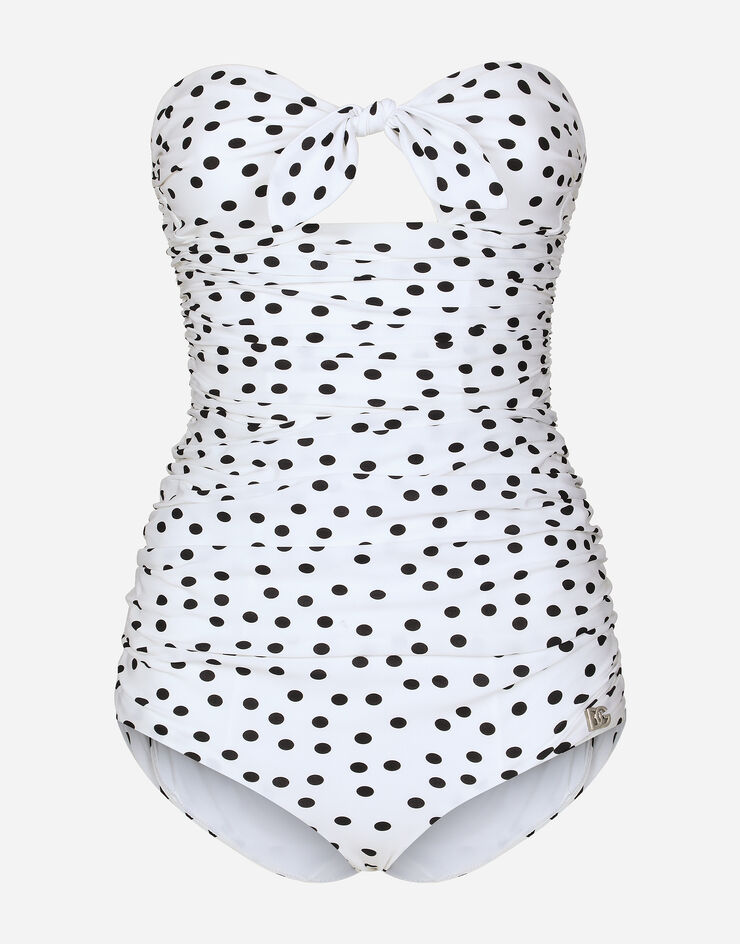 Dolce & Gabbana Polka-dot strapless one-piece swimsuit Print O9C79JFSG8C