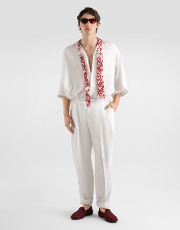 Dolce & Gabbana Shirt in linen Multicolor G5PF8TFU4EJ
