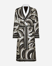 Dolce & Gabbana Vestaglia in twill di seta stampata Black M9C03JONN95