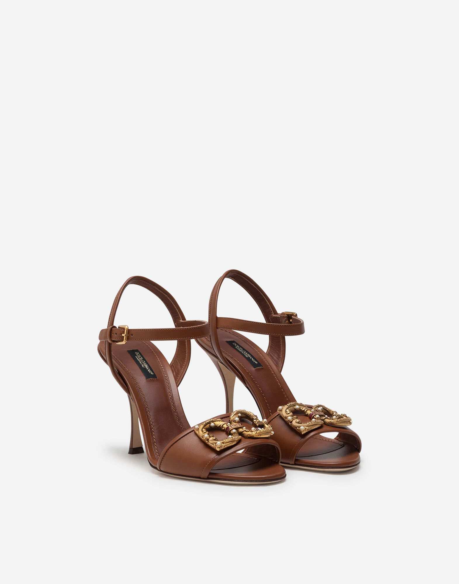 Calfskin sandals with DG Amore logo