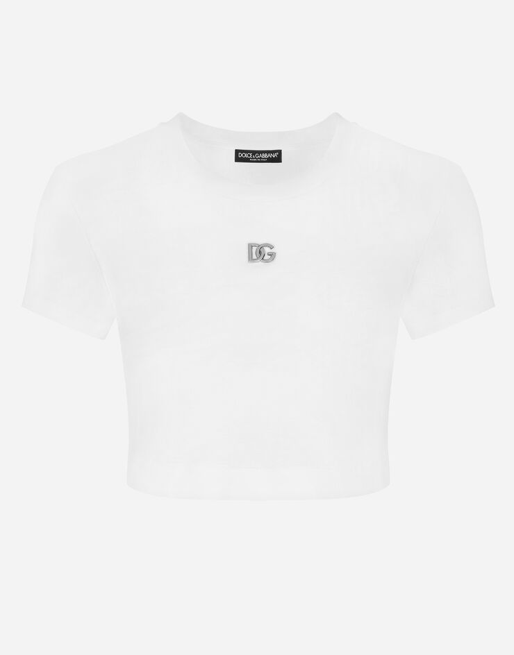 Dolce&Gabbana T-shirt court en jersey à logo DG Blanc F8U13TGDBUX