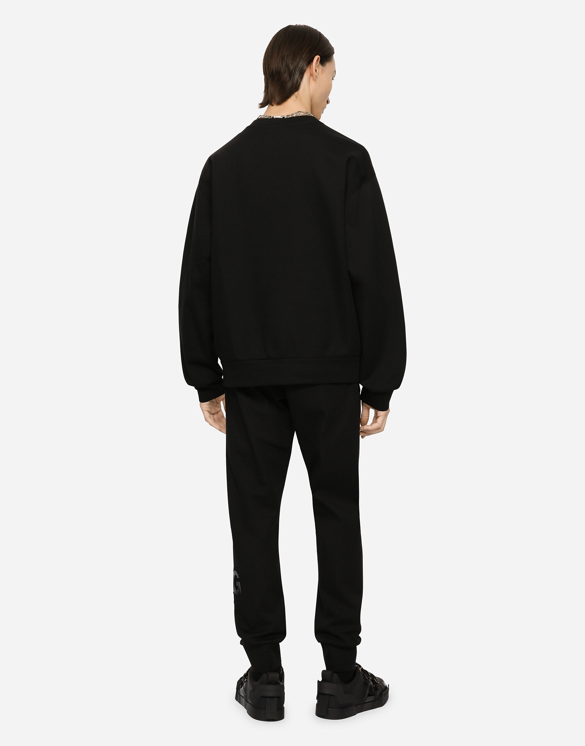 FELPA GIROC.MAN.LUNG in Black for Men | Dolce&Gabbana®