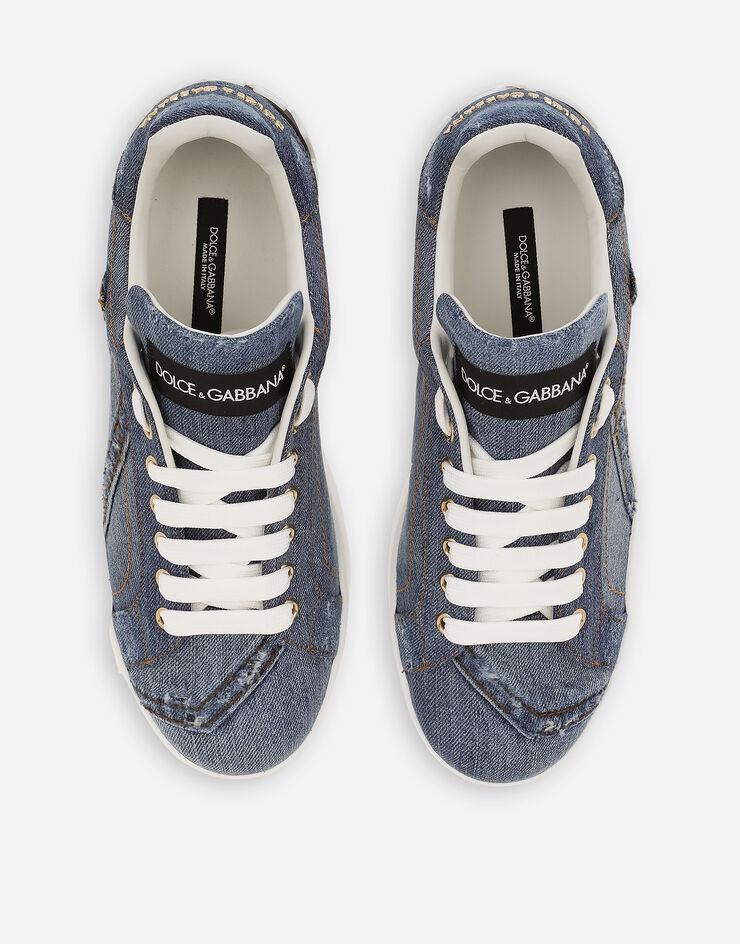 Dolce & Gabbana Calfskin Portofino sneakers with DG logo  Blu CK1544AD481