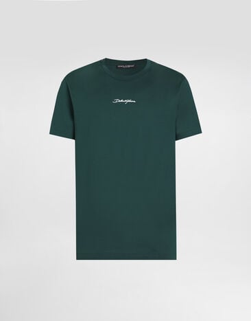 Dolce & Gabbana Cotton t-shirt with embroidered patch Green G8RN8ZG7P0C