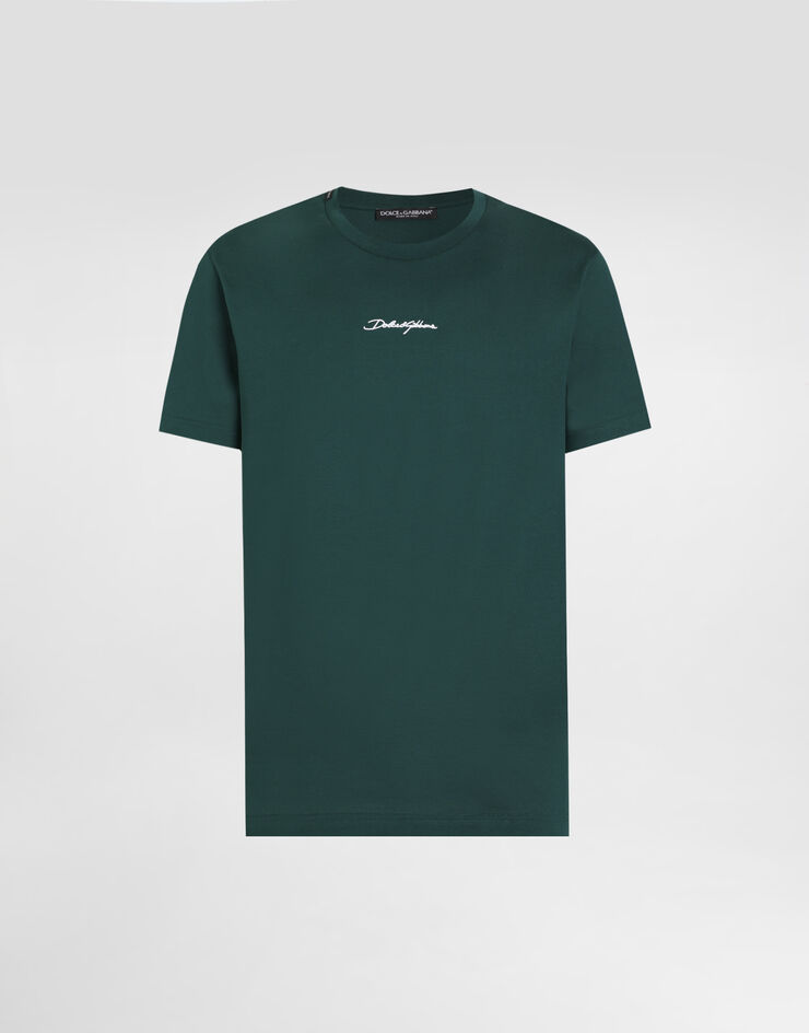 Dolce & Gabbana Cotton t-shirt with embroidered patch Dolce & Gabbana Cotton t-shirt with embroidered patch Green G8RN8ZG7P0C