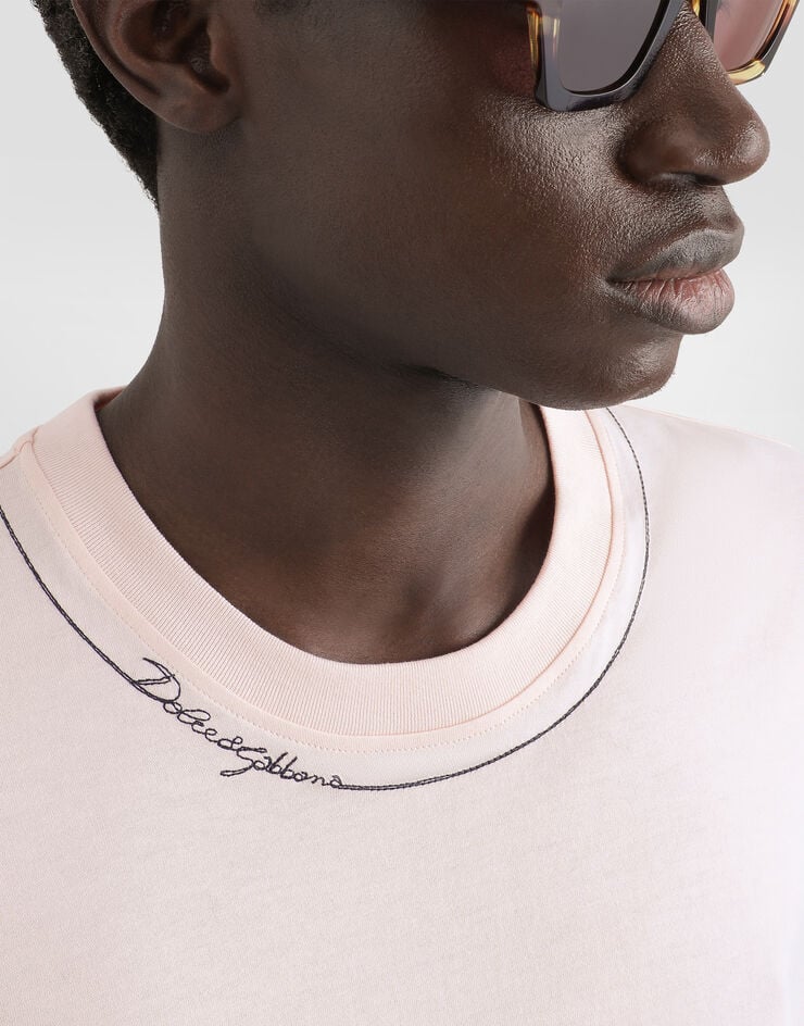 Dolce & Gabbana Cotton t-shirt with dg embroidery Dolce & Gabbana Cotton t-shirt with dg embroidery Pink G8RN8ZG7P9O