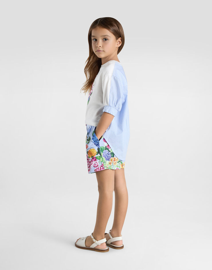 Dolce & Gabbana Striped poplin shorts with floral print Print L53Q39FI5K7