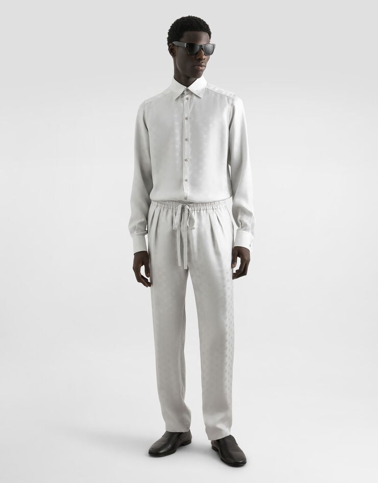 Dolce & Gabbana Pantalon de jogging en jacquard à logo DG Gris GP12QTFJ1JY