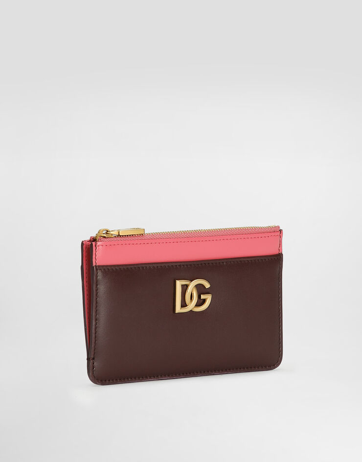 Dolce & Gabbana Tarjetero en piel de becerro con logotipo DG Burdeos BI1261A9M75
