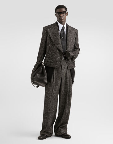 Dolce & Gabbana Sicilia double-breasted jacket in textured wool Multicolor G2VU0TFCZAM