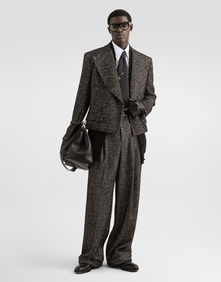 Dolce & Gabbana Sicilia double-breasted jacket in textured wool Multicolor G2VU0TFCZAM