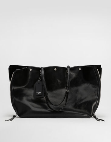 Dolce & Gabbana Atene calfskin shopping bag Black BM2535AH850