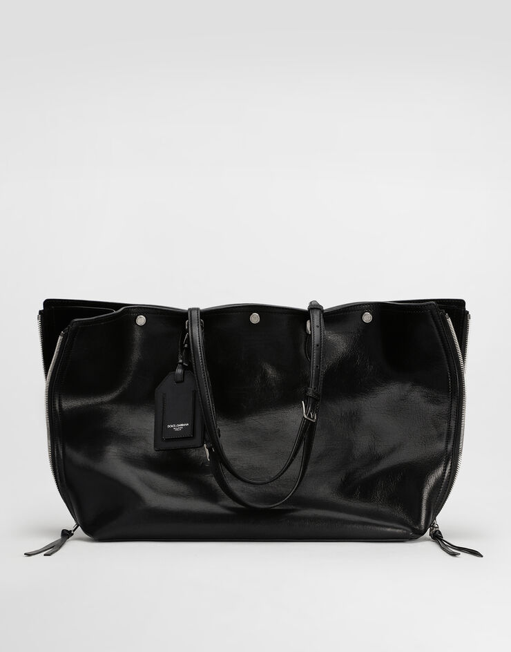 Dolce & Gabbana Atene calfskin shopping bag Black BM2535AH850