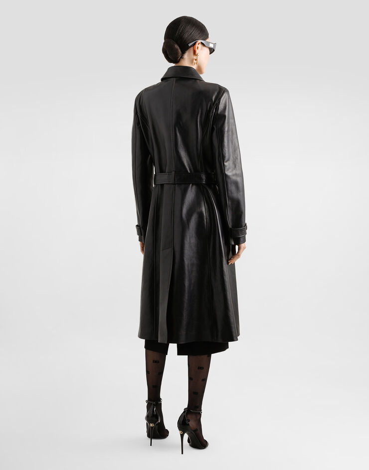 Dolce & Gabbana Single-breasted calf leather coat Black F0W4BLHULXX
