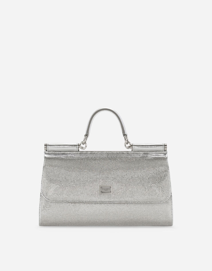 Dolce & Gabbana  Bolso Sicily de raso y strass termoadhesivos Plateado BB7465AN241
