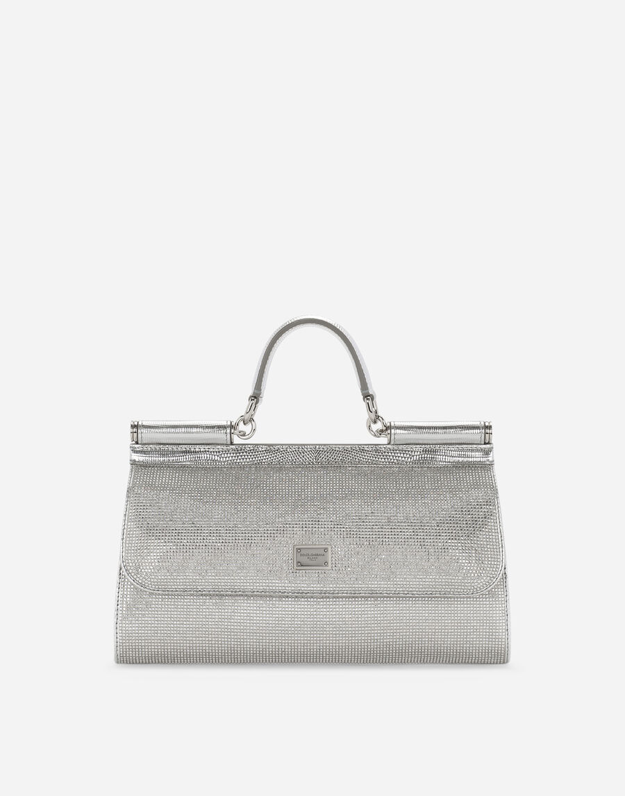 Satin Sicily bag with fusible rhinestones