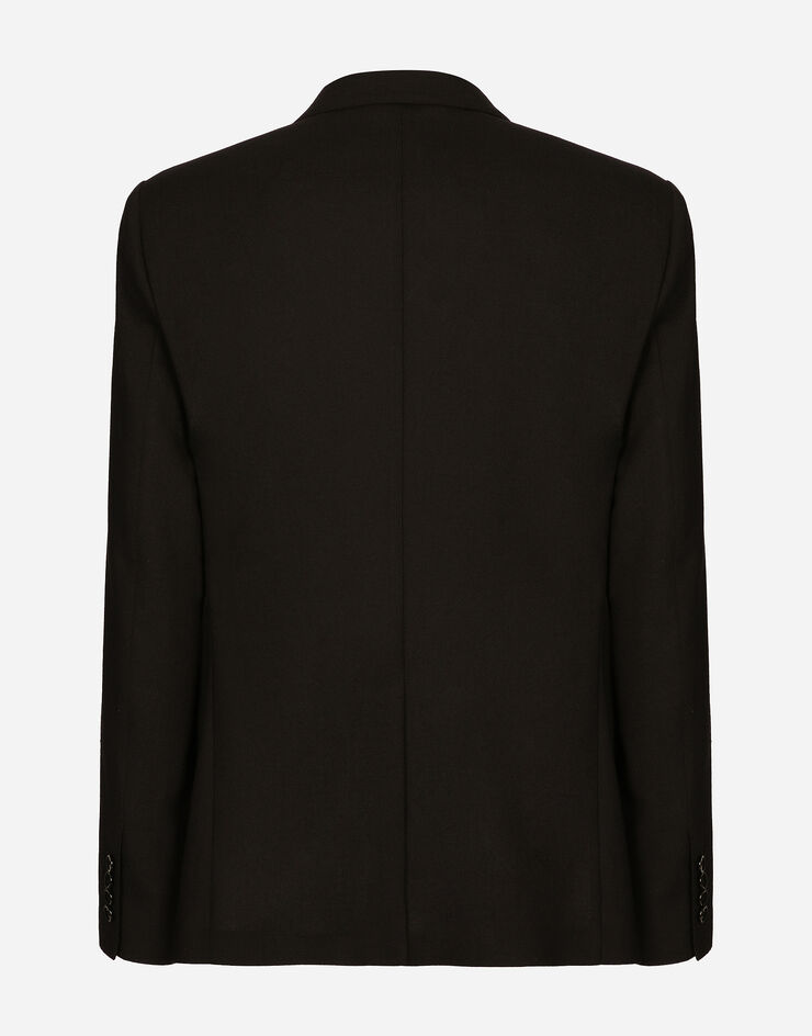 Dolce & Gabbana جاكيت صوف بقصة تاورمينا وصف أزرار مفرد ورقعة DG أسود G2NW0ZFU28E