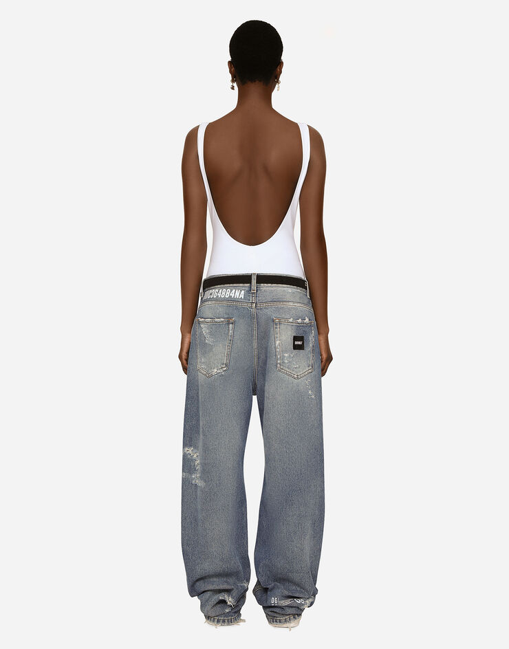 Dolce & Gabbana Jeans mit weitem Bein aus Denim mit Rissen und Abriebstellen Mehrfarbig FTC0GDG8HC7