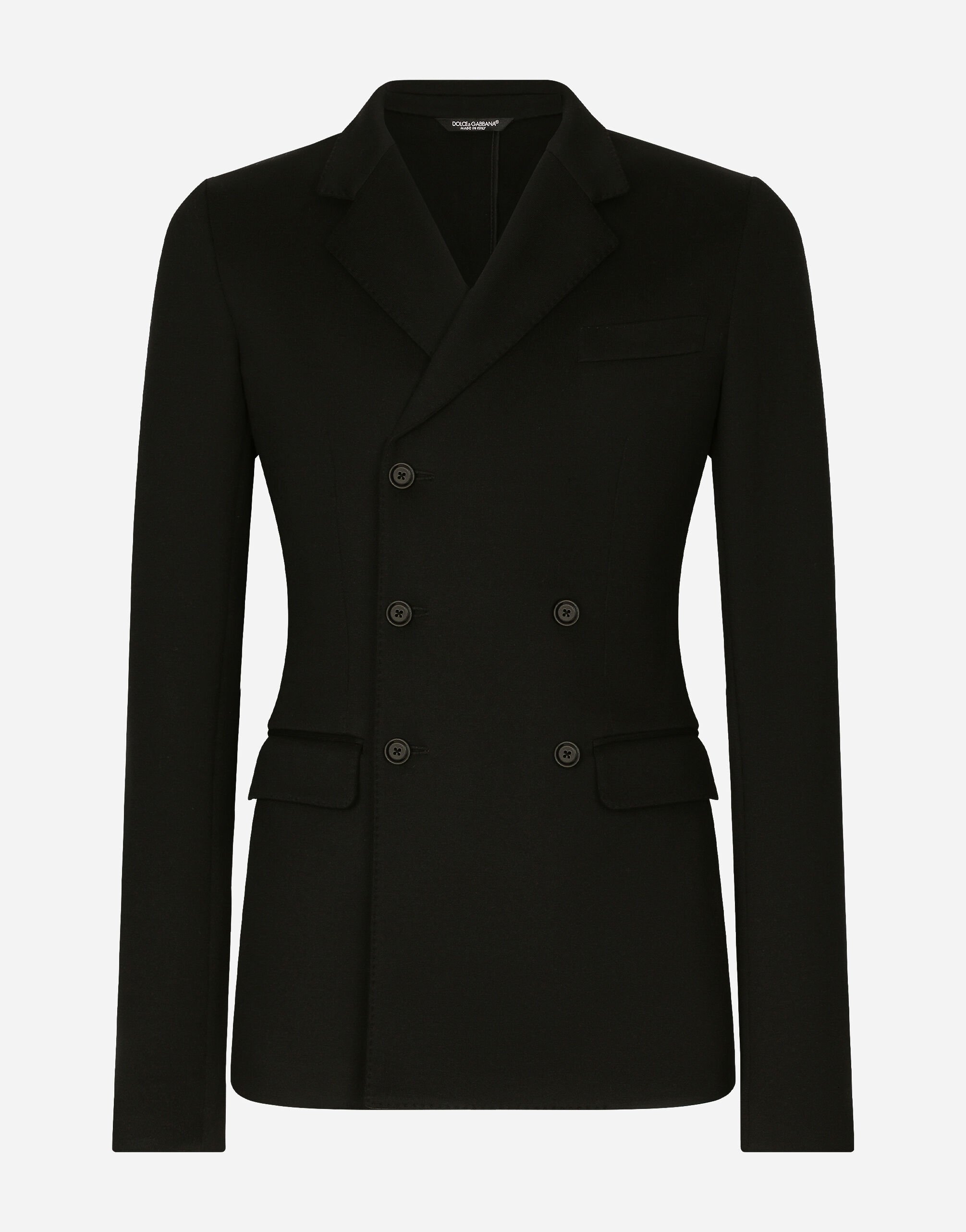 Dolce&Gabbana Double-breasted technical cotton jersey jacket Black G710PTFU26Z