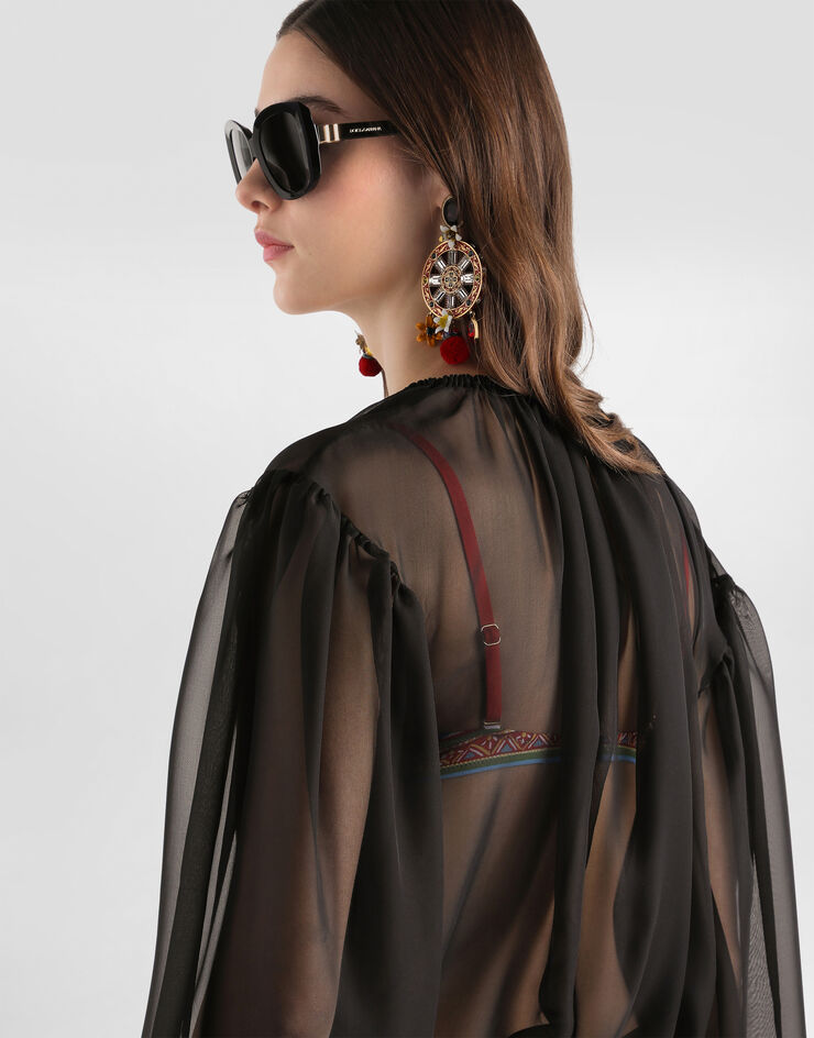Dolce & Gabbana Silk chiffon top Black F7BR1TFU1AT