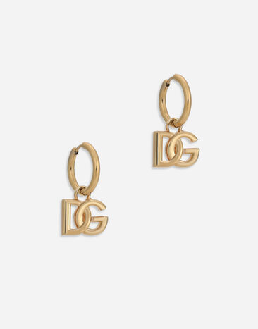 Dolce & Gabbana DG 로고 펜던트 후프 이어링 골드 WEN5L2W1111