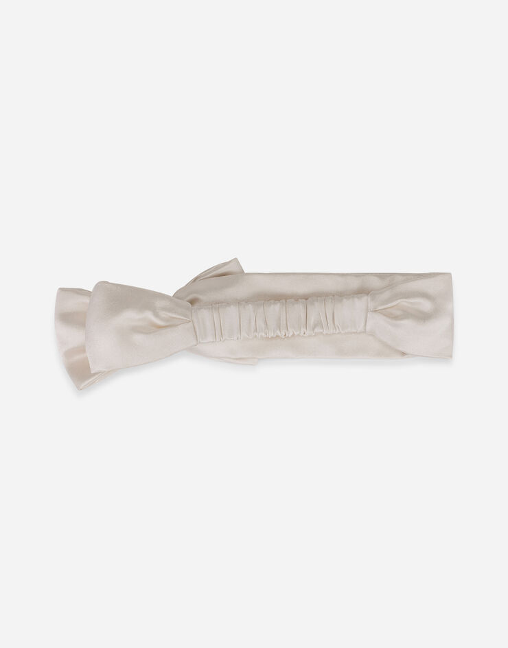 Dolce & Gabbana Stirnband aus Duchesse mit DG-Stickerei Weiss LN5H04G7BNF