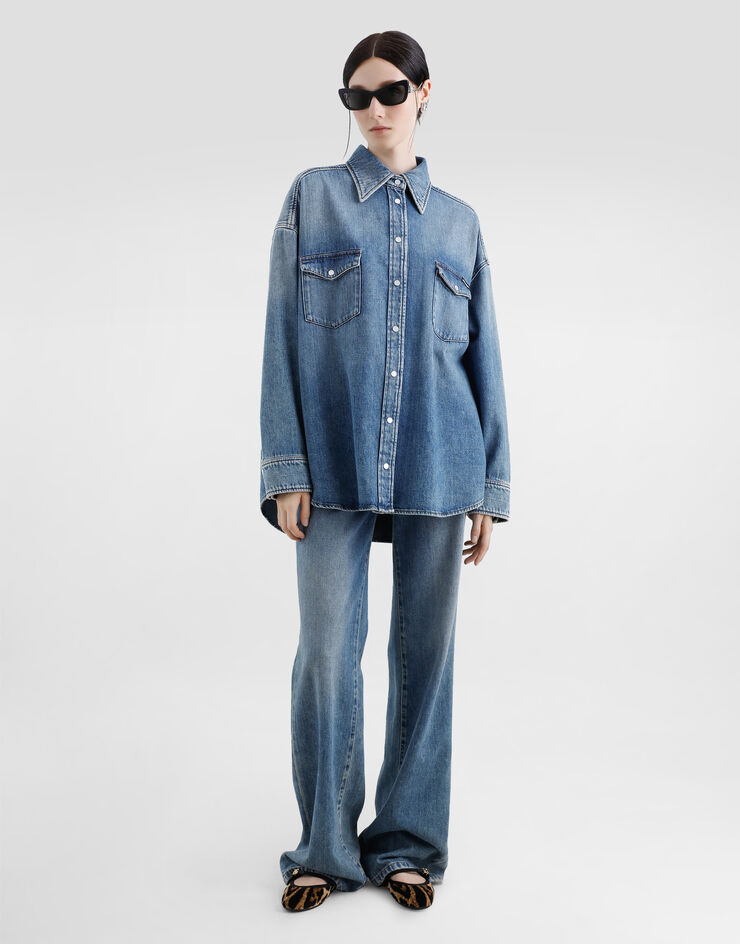 Dolce & Gabbana Oversize denim shirt Multicolor F5T15DG8MM1