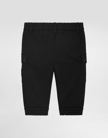 Dolce & Gabbana Gabardine cargo pants with branded tag Black L14P81FUFL3