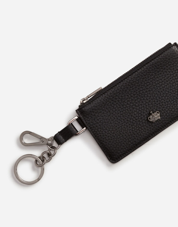 Dolce & Gabbana CALFSKIN COIN PURSE WITH SNAP HOOK BLACK BP2579AJ773