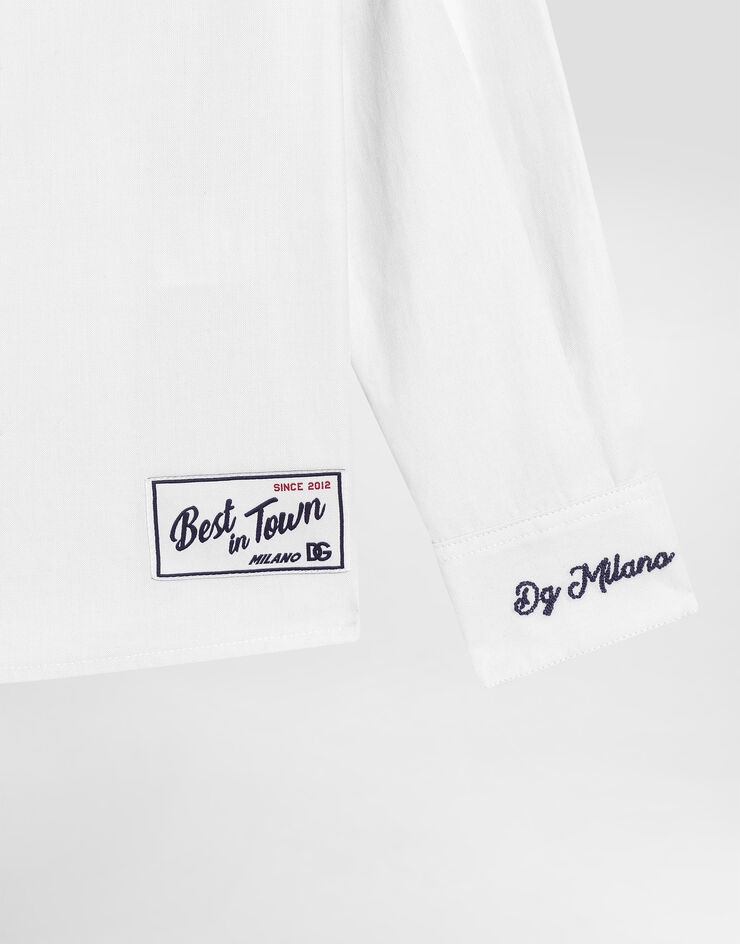 Dolce & Gabbana قميص قطني بتطريز ورقعة Grey L44S46FU609