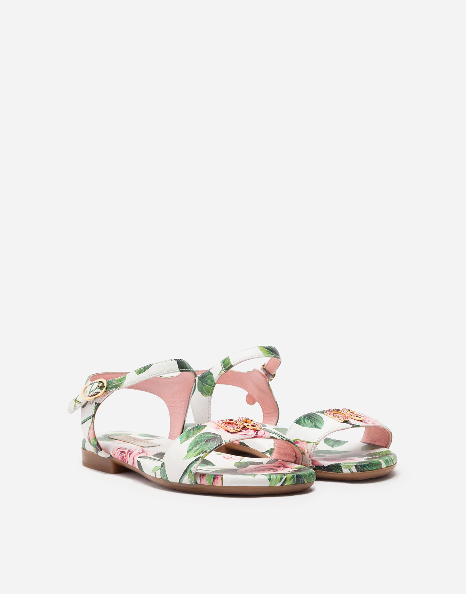 Dolce & Gabbana フローラル モチーフ ストラップ サンダル Dolce & Gabbana Keira 105mm フローラル サンダル | ピンク