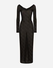 Dolce & Gabbana Mesh-stitch sheath dress with jacquard DG logo Black FXV15ZJFMBC