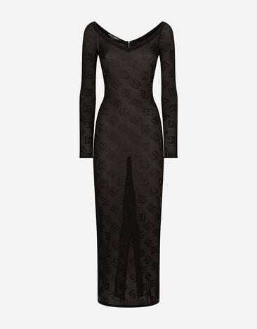 Dolce&Gabbana Платье-футляр из сетчатой вискозы с жаккардовым узором DG серебристый WEP6S0W1111