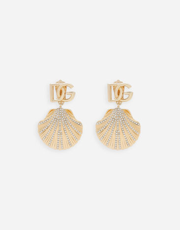 Dolce & Gabbana Earrings with rhinestone-detailed shell and DG logo Print F6JDDTHI1TK
