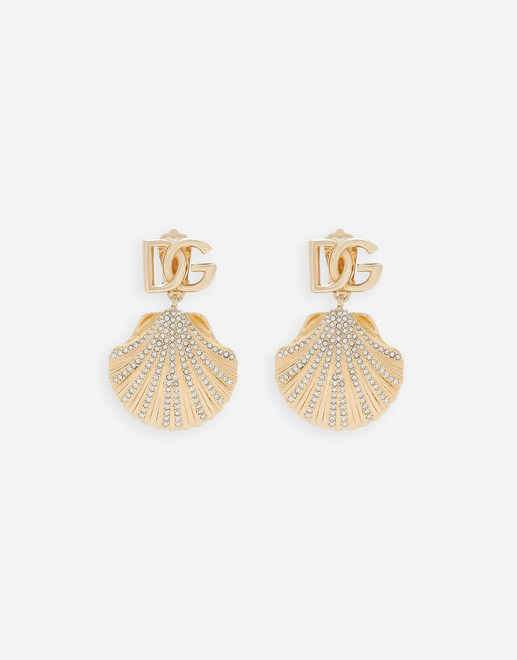 Dolce & Gabbana 水钻贝壳与 DG 徽标耳环 金 WEQ6A5W1111