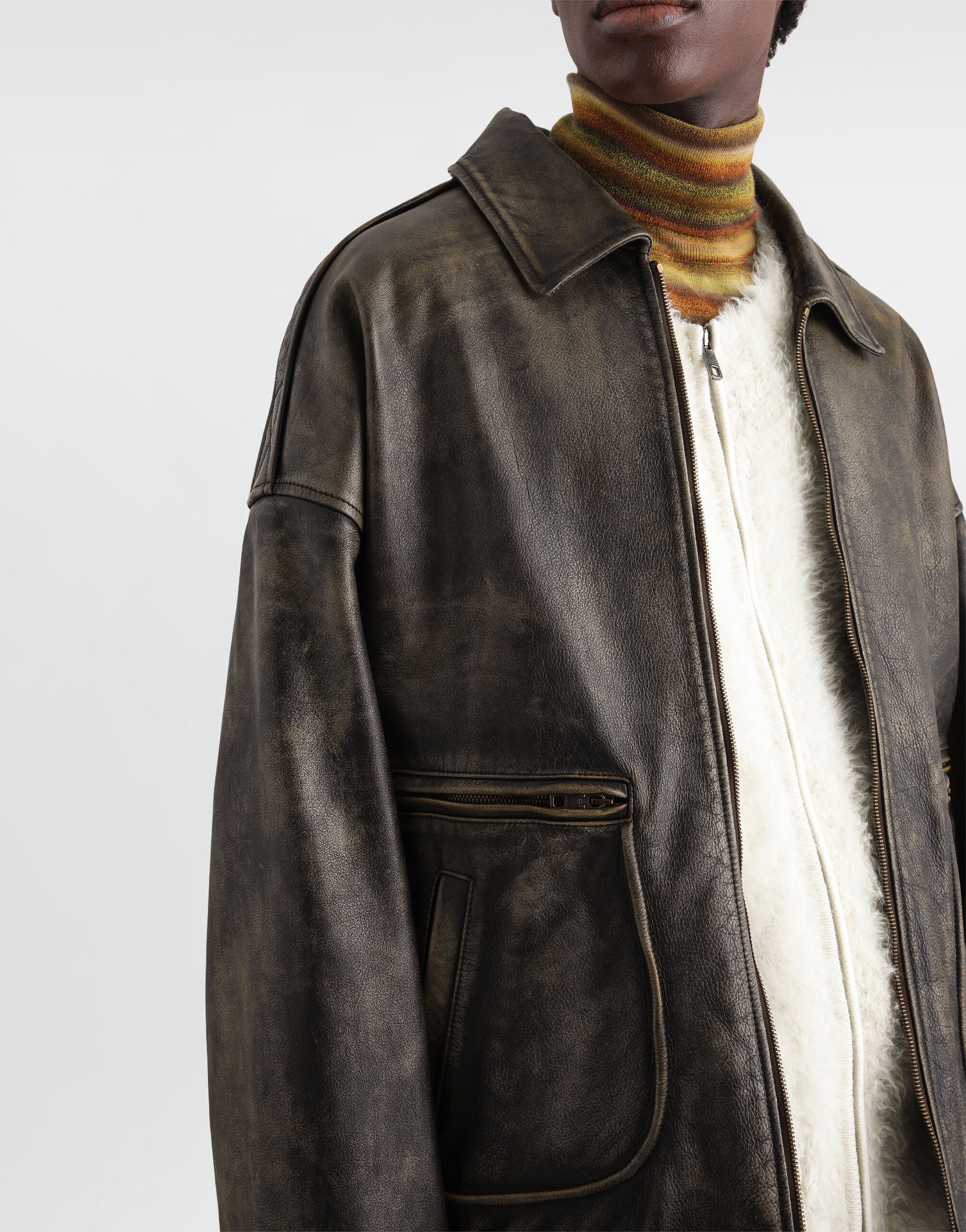 Bull leather jacket in Brown for Men | Dolce&Gabbana®