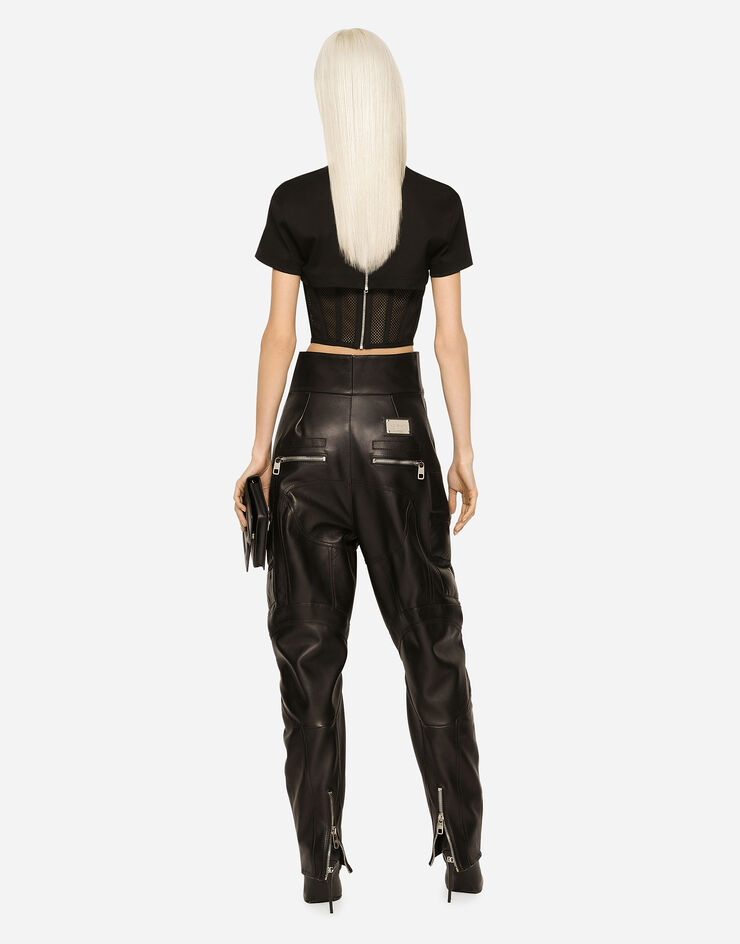 Dolce & Gabbana High-waisted leather biker pants Black FTCGKLGDAPK