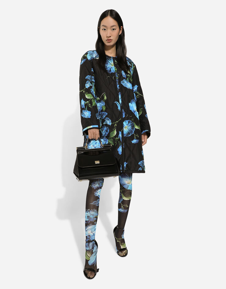 Dolce & Gabbana Стеганое пальто из полотна с цветочным принтом колокольчиков принт F0D1BTFSSKO