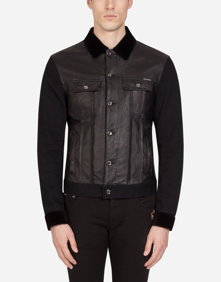 Dolce & Gabbana LEATHER AND STRETCH DENIM JACKET Dolce & Gabbana LEATHER AND STRETCH DENIM JACKET NERO G9RG0DG8BU3