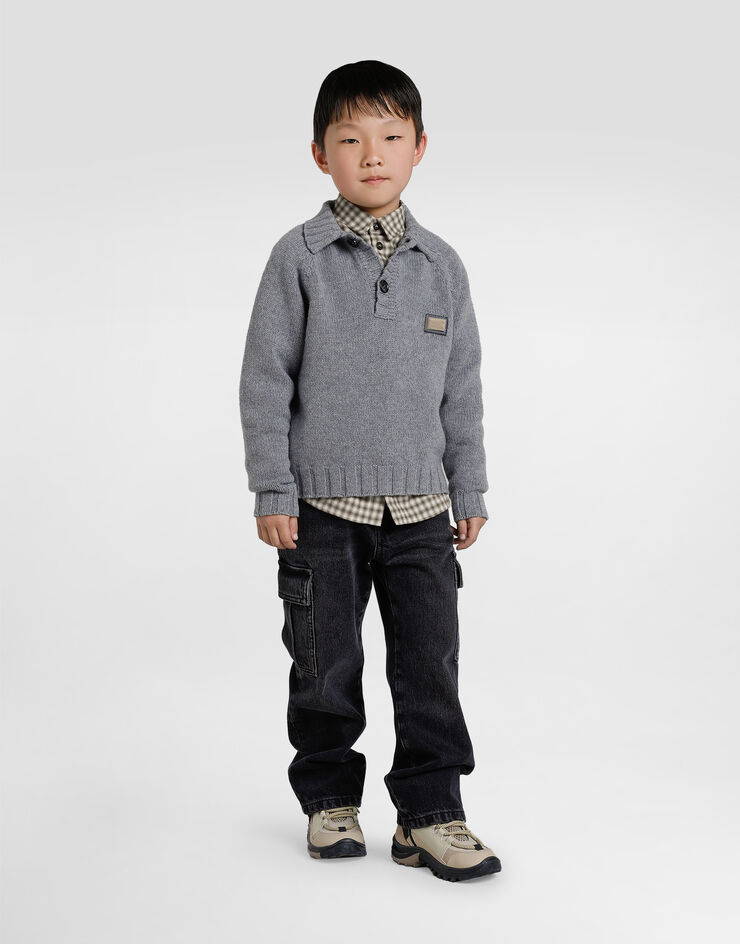 Dolce & Gabbana Wool and cashmere polo shirt Grey L4KWI0JGMBA