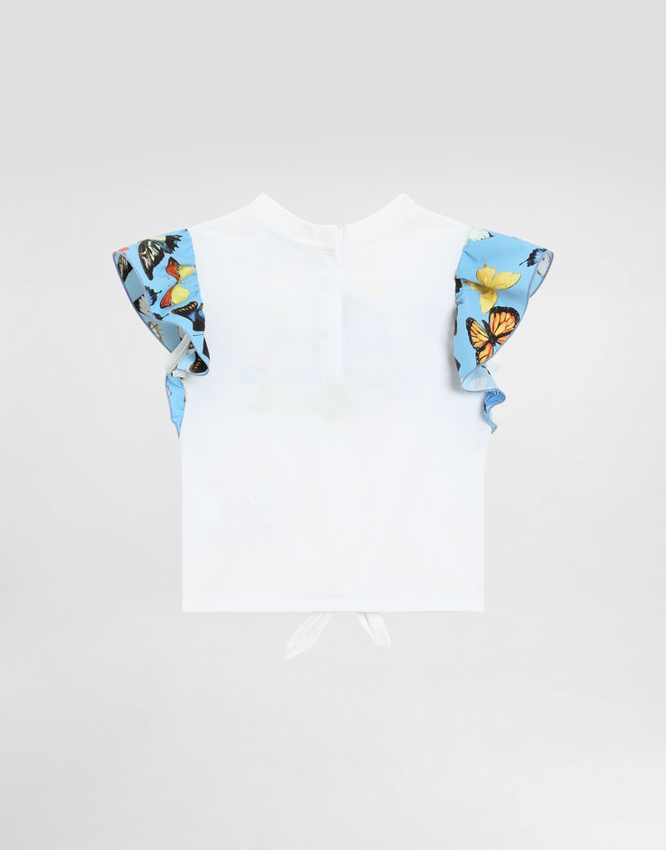 Dolce & Gabbana Jersey and poplin T-shirt with Dolce&Gabbana logo Print L2JTNSG7O0O