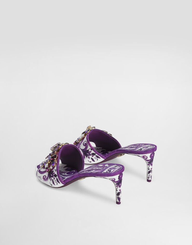 Dolce & Gabbana Brocade mules with jewel embroidery Multicolor CR1744AE123