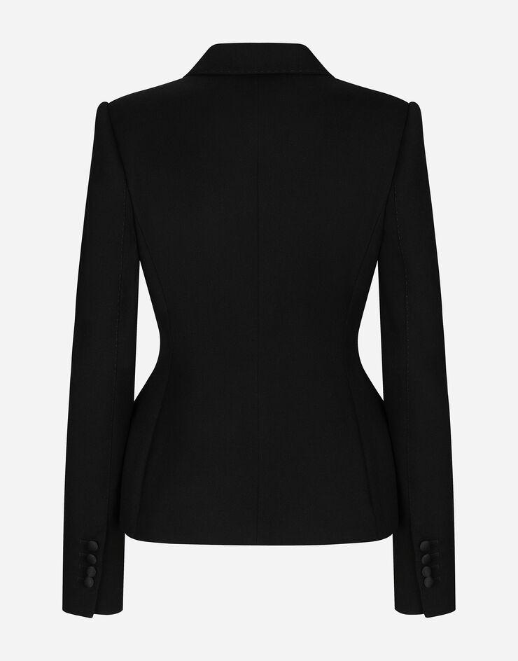 Dolce & Gabbana Chaqueta de esmoquin Dolce de botonadura doble en lana de doble cara elástica Negro F27CTTFUBGE